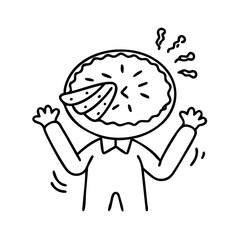 pie in the face icon, pie in the face line art - simple line art of pie in the face, perfect for pie in the face logos and icons