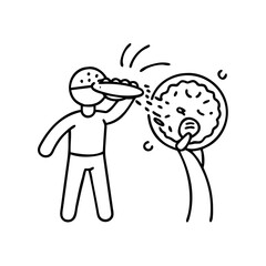 pie in the face icon, pie in the face line art - simple line art of pie in the face, perfect for pie in the face logos and icons