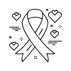 pink ribbon health awareness icon, pink ribbon health awareness line art - simple line art of pink ribbon health awareness, perfect for pink ribbon health awareness logos and icons