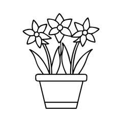 potted daffodils icon, potted daffodils line art - simple line art of potted daffodils, perfect for potted daffodils logos and icons