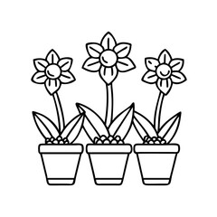 potted daffodils icon, potted daffodils line art - simple line art of potted daffodils, perfect for potted daffodils logos and icons