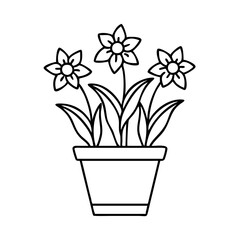 potted daffodils icon, potted daffodils line art - simple line art of potted daffodils, perfect for potted daffodils logos and icons