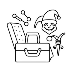 practical joke kit icon, practical joke kit line art - simple line art of practical joke kit, perfect for practical joke kit logos and icons
