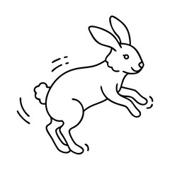 rabbit hopping icon, rabbit hopping line art - simple line art of rabbit hopping, perfect for rabbit hopping logos and icons