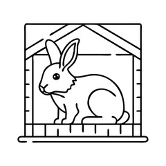 rabbit in hutch icon, rabbit in hutch line art - simple line art of rabbit in hutch, perfect for rabbit in hutch logos and icons