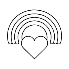 rainbow heart icon, rainbow heart line art - simple line art of rainbow heart, perfect for rainbow heart logos and icons