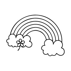 rainbow with shamrock icon, rainbow with shamrock line art - simple line art of rainbow with shamrock, perfect for rainbow with shamrock logos and icons