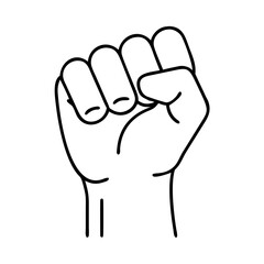 raised fist icon, raised fist line art - simple line art of raised fist, perfect for raised fist logos and icons