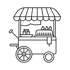 retro hot dog cart icon, retro hot dog cart line art - simple line art of retro hot dog cart, perfect for retro hot dog cart logos and icons