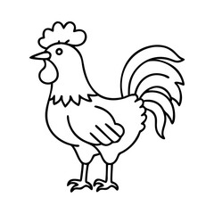 rooster icon, rooster line art - simple line art of rooster, perfect for rooster logos and icons
