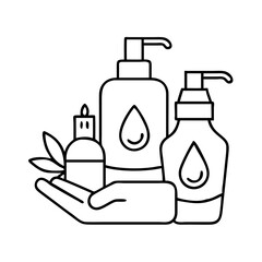 self care essentials lotions oils icon, self care essentials lotions oils line art - simple line art of self care essentials lotions oils, perfect for self care essentials lotions oils logos and icons