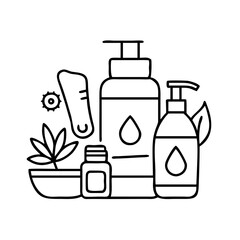 self care essentials lotions oils icon, self care essentials lotions oils line art - simple line art of self care essentials lotions oils, perfect for self care essentials lotions oils logos and icons