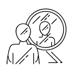 self reflection icon, self reflection line art - simple line art of self reflection, perfect for self reflection logos and icons