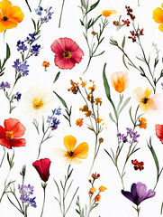 Bright Wildflower Meadow Seamless Pattern