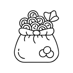 small gift bag with sweets icon, small gift bag with sweets line art - simple line art of small gift bag with sweets, perfect for small gift bag with sweets logos and icons