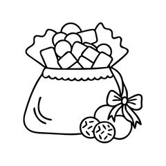 small gift bag with sweets icon, small gift bag with sweets line art - simple line art of small gift bag with sweets, perfect for small gift bag with sweets logos and icons