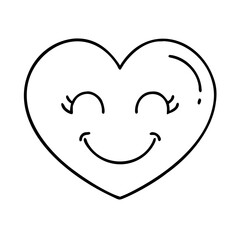 smiling heart icon, smiling heart line art - simple line art of smiling heart, perfect for smiling heart logos and icons