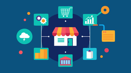 OmniChannel Insights A representation of various shopping channels instore online mobile with an AI system synthesizing data from all sources to enhance the overall shopping