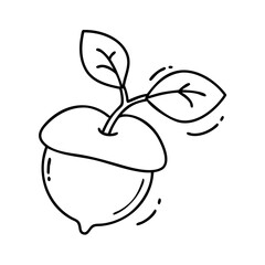 sprouting acorn icon, sprouting acorn line art - simple line art of sprouting acorn, perfect for sprouting acorn logos and icons