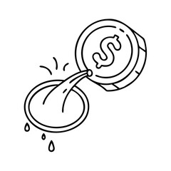 squirting coin icon, squirting coin line art - simple line art of squirting coin, perfect for squirting coin logos and icons