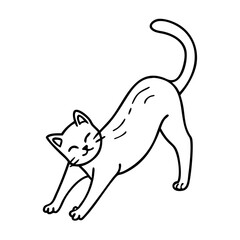 stretching cat icon, stretching cat line art - simple line art of stretching cat, perfect for stretching cat logos and icons