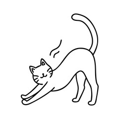 stretching cat icon, stretching cat line art - simple line art of stretching cat, perfect for stretching cat logos and icons