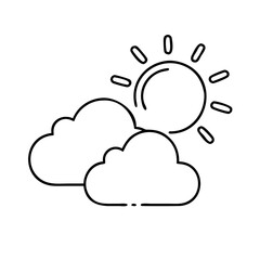 sun and clouds icon, sun and clouds line art - simple line art of sun and clouds, perfect for sun and clouds logos and icons