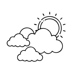 sun and clouds icon, sun and clouds line art - simple line art of sun and clouds, perfect for sun and clouds logos and icons