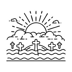 sunrise easter sunrise service icon, sunrise easter sunrise service line art - simple line art of sunrise easter sunrise service, perfect for sunrise easter sunrise service logos and icons