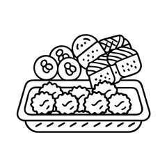 sweets tray baklava maamoul icon, sweets tray baklava maamoul line art - simple line art of sweets tray baklava maamoul, perfect for sweets tray baklava maamoul logos and icons