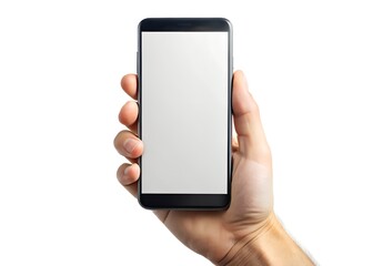 Smartphone Display Held: A hand confidently grasps a sleek smartphone, its clear display ready for your custom content, embodying the modern connection.