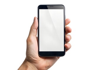 Hand Holding Smartphone: A close-up shot of a hand delicately holding a sleek, modern smartphone with a blank screen, offering a versatile canvas for showcasing technology and connectivity.