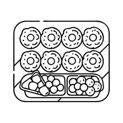traditional sweets tray icon, traditional sweets tray line art - simple line art of traditional sweets tray, perfect for traditional sweets tray logos and icons