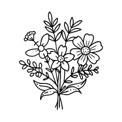 wildflower bouquet icon, wildflower bouquet line art - simple line art of wildflower bouquet, perfect for wildflower bouquet logos and icons