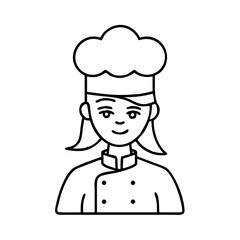 woman chef icon, woman chef line art - simple line art of woman chef, perfect for woman chef logos and icons