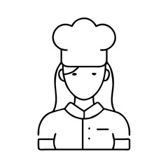 woman chef icon, woman chef line art - simple line art of woman chef, perfect for woman chef logos and icons