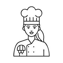 woman chef icon, woman chef line art - simple line art of woman chef, perfect for woman chef logos and icons