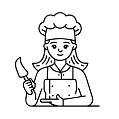 woman chef icon, woman chef line art - simple line art of woman chef, perfect for woman chef logos and icons