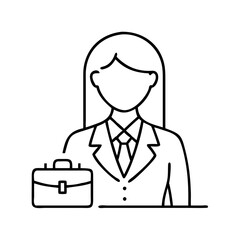 woman in business suit icon, woman in business suit line art - simple line art of woman in business suit, perfect for woman in business suit logos and icons