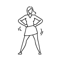 woman in power pose icon, woman in power pose line art - simple line art of woman in power pose, perfect for woman in power pose logos and icons