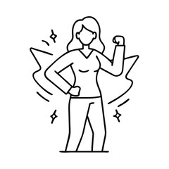 woman in power pose icon, woman in power pose line art - simple line art of woman in power pose, perfect for woman in power pose logos and icons