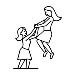 woman lifting another woman up icon, woman lifting another woman up line art - simple line art of woman lifting another woman up, perfect for woman lifting another woman up logos and icons