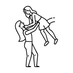 woman lifting another woman up icon, woman lifting another woman up line art - simple line art of woman lifting another woman up, perfect for woman lifting another woman up logos and icons