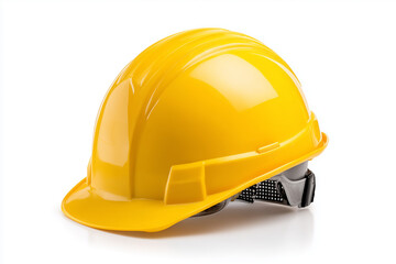 Safety helmet in bright yellow color on a clean background for construction and industrial use