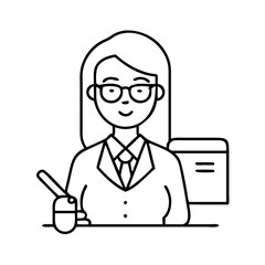 woman teacher icon, woman teacher line art - simple line art of woman teacher, perfect for woman teacher logos and icons
