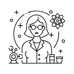 women in stem icon, women in stem line art - simple line art of women in stem, perfect for women in stem logos and icons