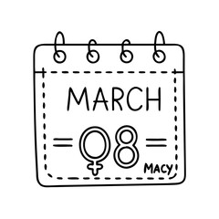 women s day calendar march 8 icon, women s day calendar march 8 line art - simple line art of women s day calendar march 8, perfect for women s day calendar march 8 logos and icons