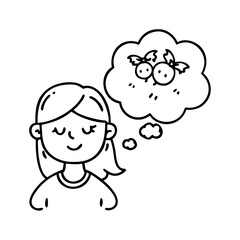 young girl with dreams icon, young girl with dreams line art - simple line art of young girl with dreams, perfect for young girl with dreams logos and icons