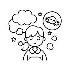 young girl with dreams icon, young girl with dreams line art - simple line art of young girl with dreams, perfect for young girl with dreams logos and icons