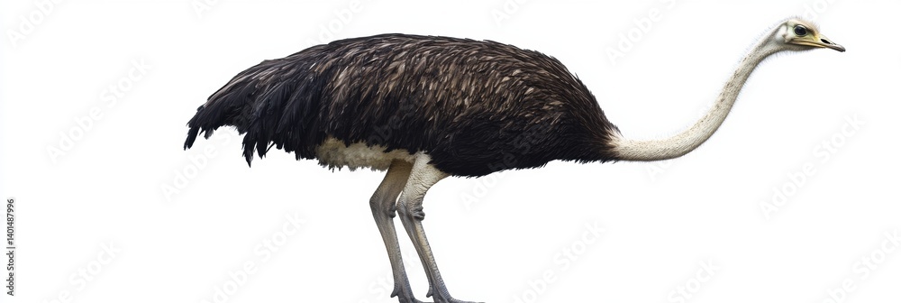 Aufkleber curious ostrich extends long neck against a clean white backdrop, showcasing its unique features and